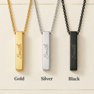 Personalized Bar Necklace | Custom Name Engraved Pendant