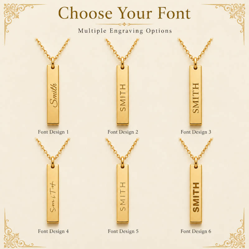 xaventra p1 Personalized Bar Necklace | Custom Name Engraved Pendant