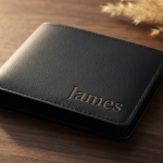 BW4 Personalized Black Leather Wallet | Custom Engraved Bifold Gift for Him