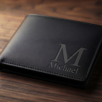 BW5 Personalized Black Leather Wallet | Custom Engraved Bifold Gift for Him