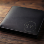 BW9 Personalized Black Leather Wallet | Custom Engraved Bifold Gift for Him